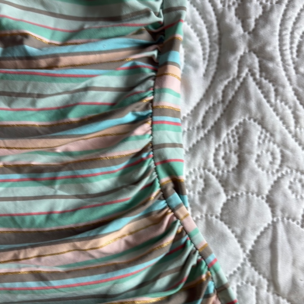 Lands' End Green and Pink Striped Tankini - Picture 4 of 11